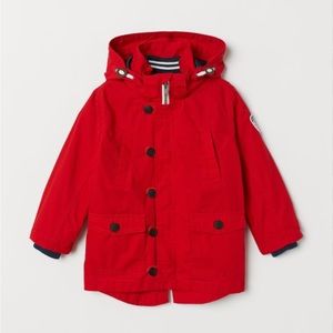 H&M Kids Unisex Lightly Padded Red Parka with Removable Lining, sizes 4-5 & 8-9